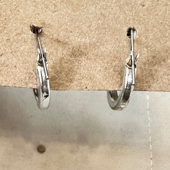 2/$15 Silver tone hinged hoop earrings Thin smooth hoops flat edges. - Picture 3 of 15